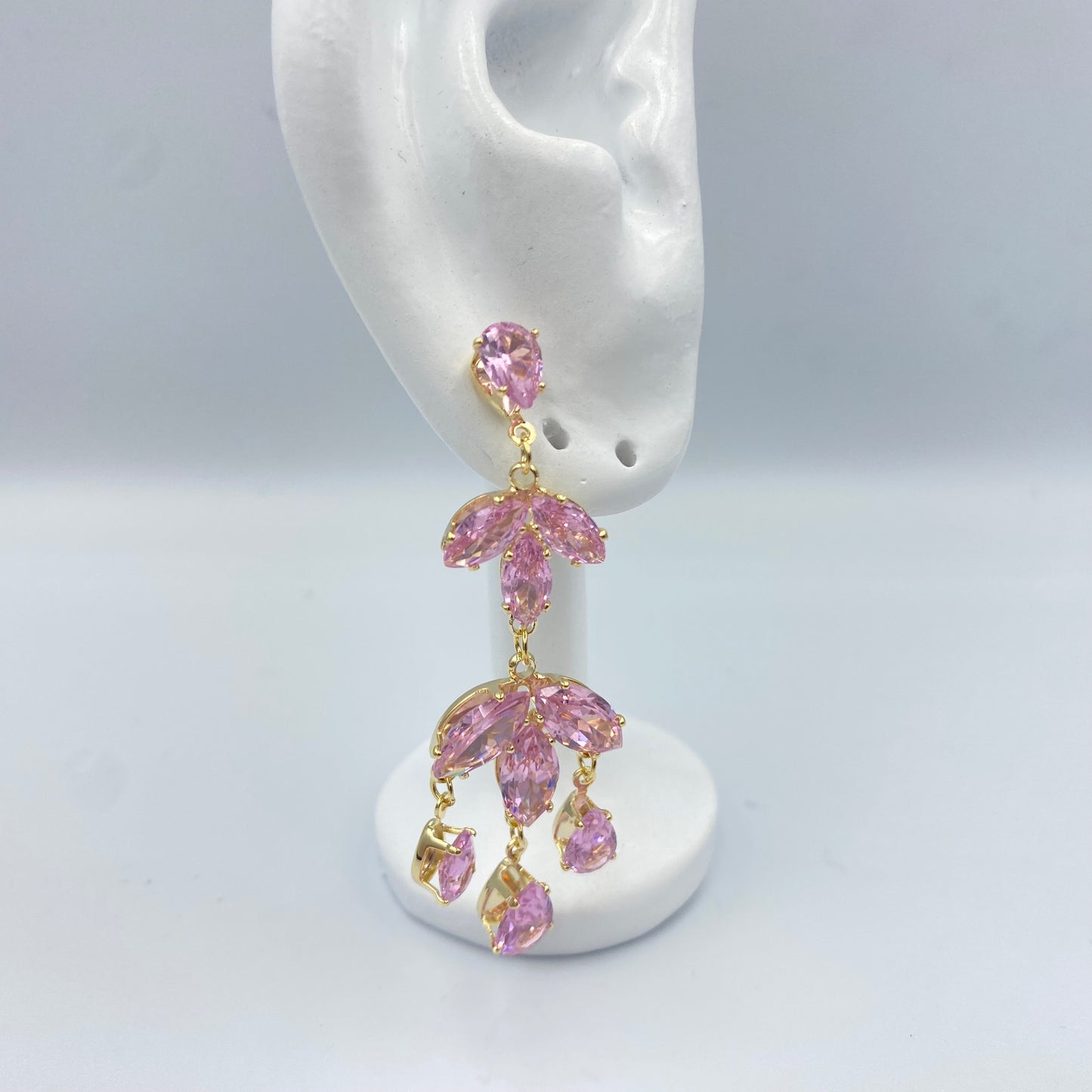 Aretes Con Piedras Rosas
