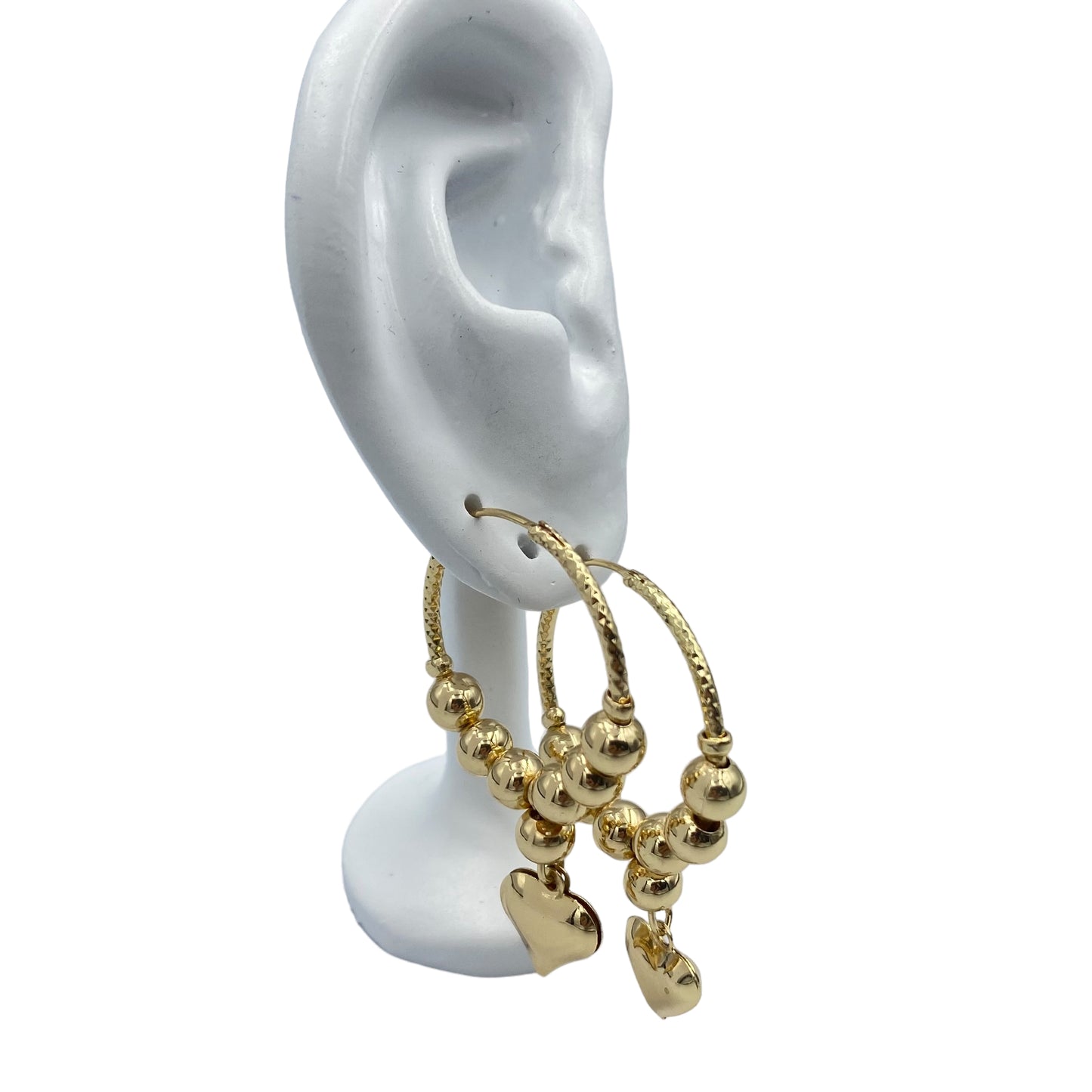 Aretes Corazón Dorado con Perlas