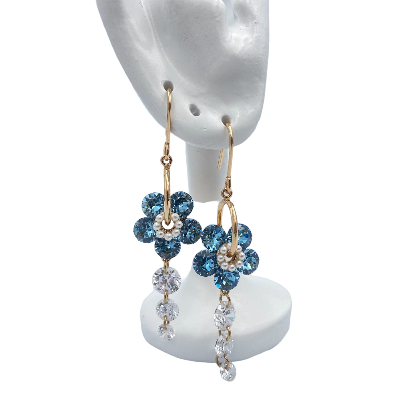 Aretes Flores de Diamante Turquesa
