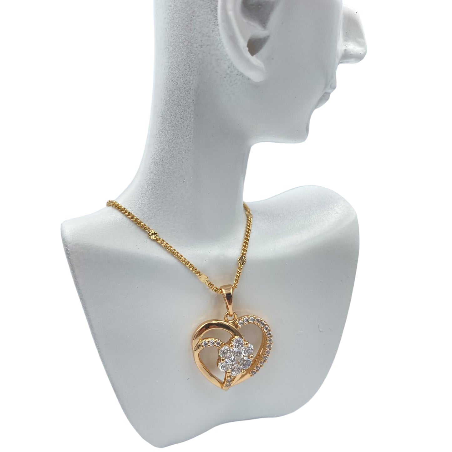 Collar Corazón Flor con Piedras