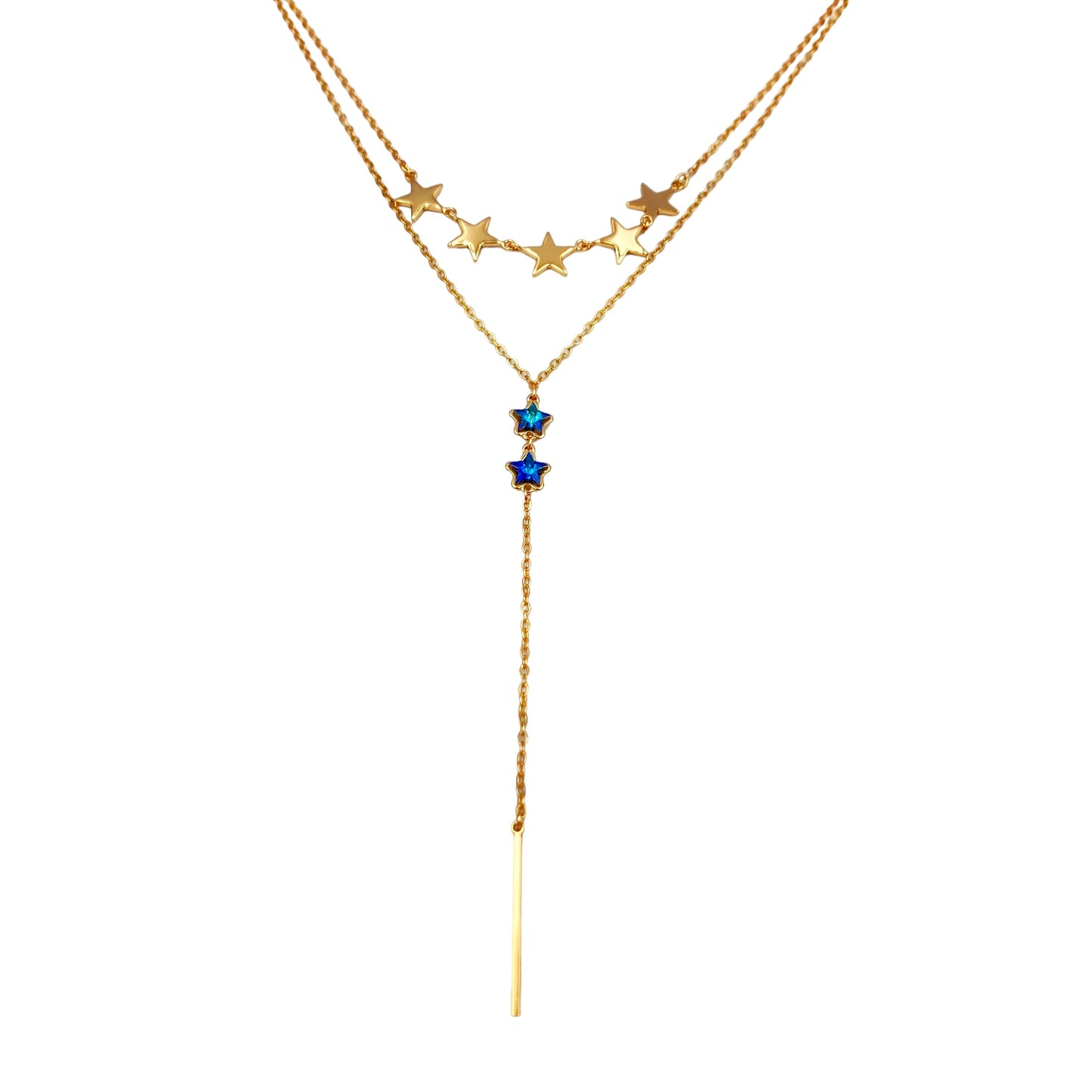 Collar Estelar Azul Dorado