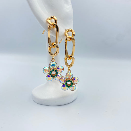 Aretes Flores con Piedras