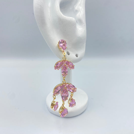 Aretes Con Piedras Rosas