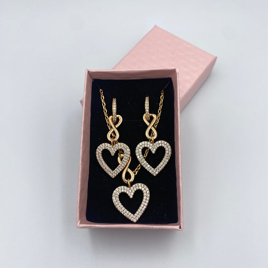 Set Collar y Aretes, corazón infinito