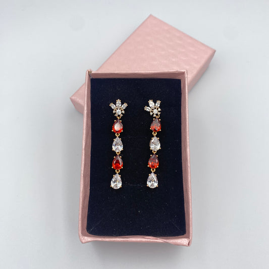 Aretes Con Piedras Rojas