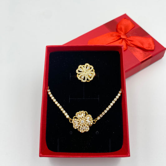 Set Collar y Anillo giratorio Trébol