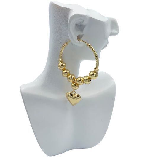 Aretes Corazón Dorado con Perlas