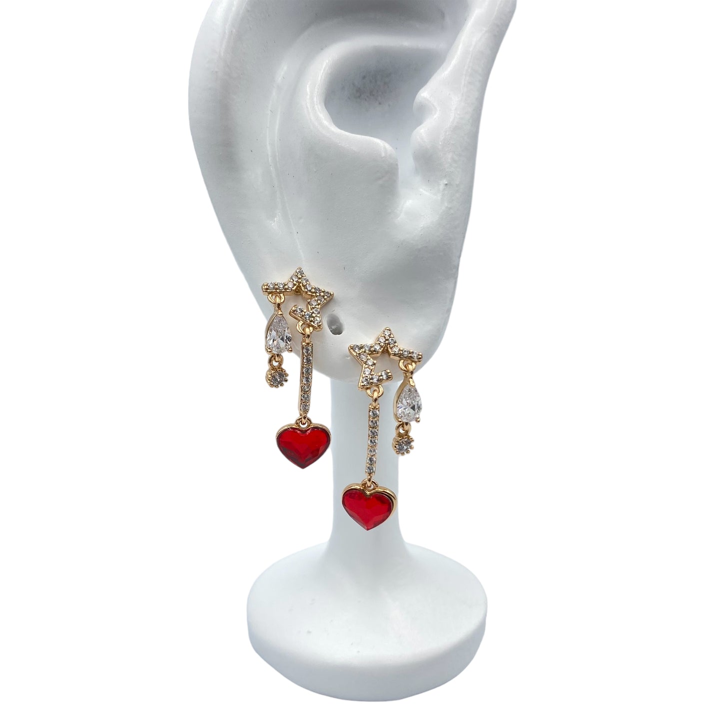 Aretes Corazón Radiante Rojo