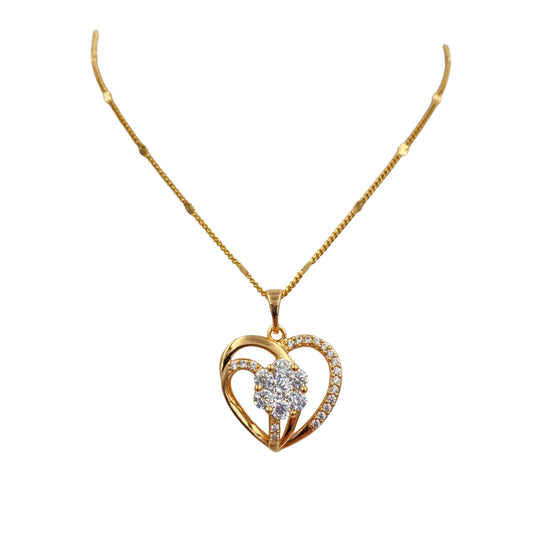 Collar Corazón Flor con Piedras