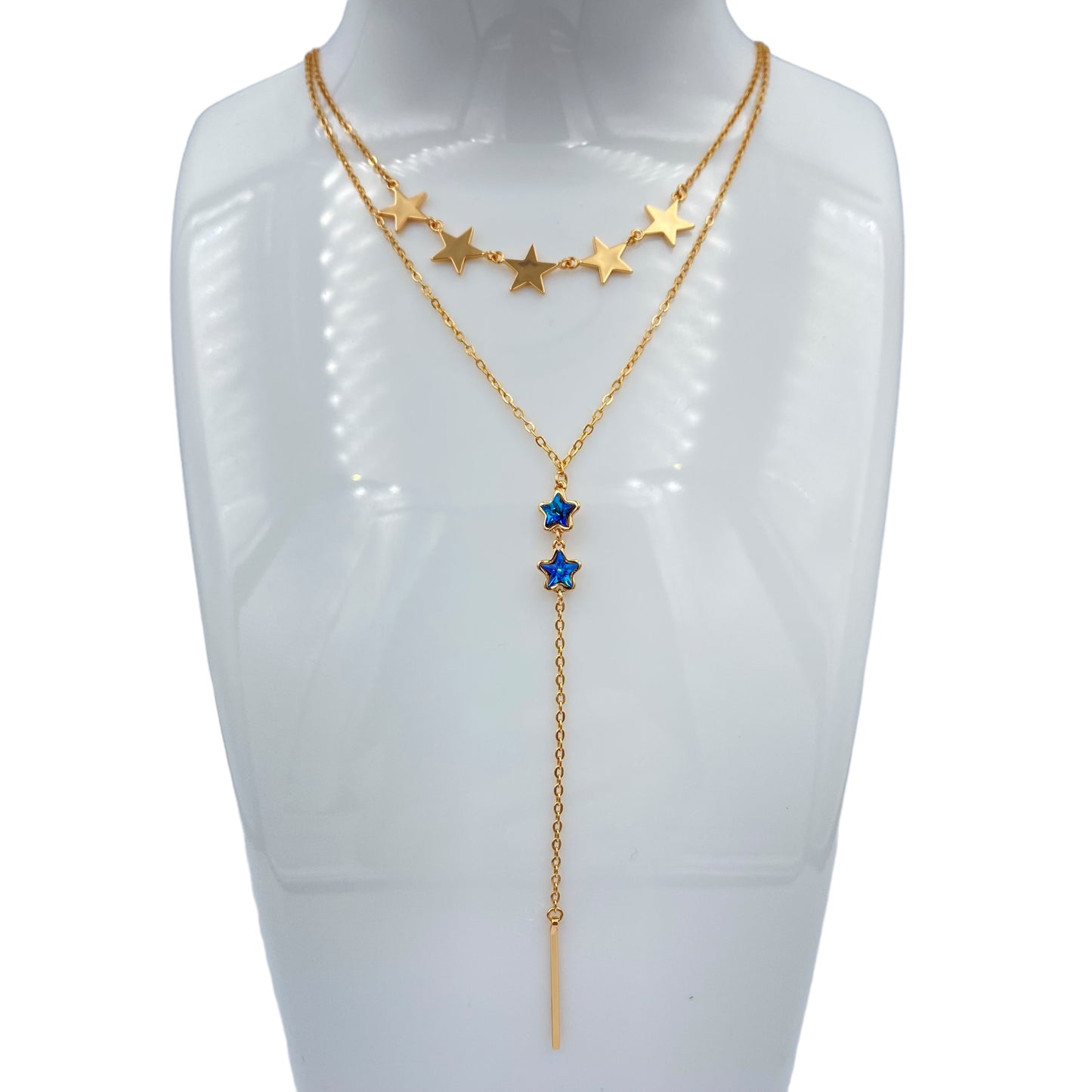 Collar Estelar Azul Dorado