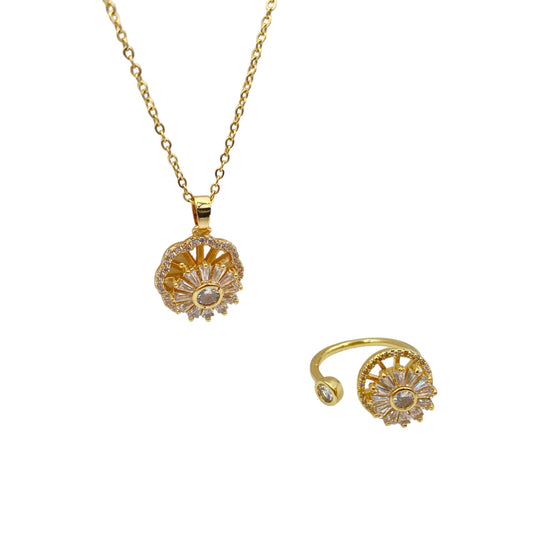 Set Giratorio Collar y Anillo con piedras