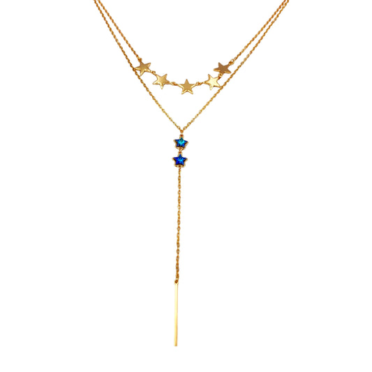 Collar Estelar Azul Dorado